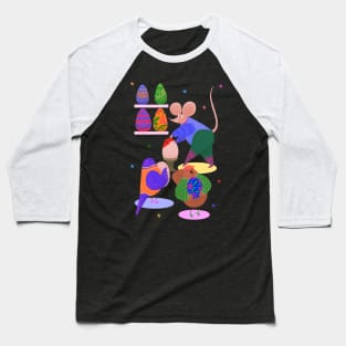 Cute mouse decorating easter eggs for cute birds, version 2 Baseball T-Shirt